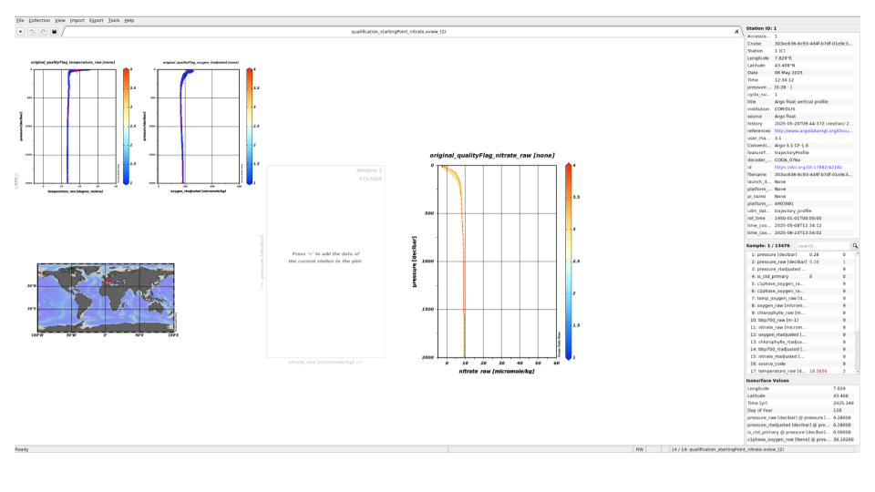 Default view when performing called qualification_startingPoint_nitrate.xview creating by ODV collection manager