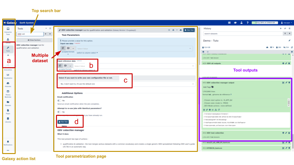 ODV collection manager tool on Galaxy